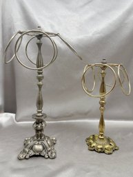 (A-76) FAB PAIR OF VINTAGE HOLLYWOOD REGENCY BRASS HAND TOWEL HOLDERS - 13'