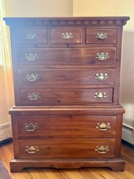 (UPBR) VINTAGE EIGHT DRAWER COLONIAL PINE SOLID WOOD GENTLEMAN'S CHEST -38' BY 57'