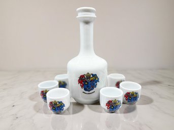 (A-5) VINTAGE ALFOLDI PORCELAIN WINE SET-W/6 MATCHING CUPS-HUNGARY