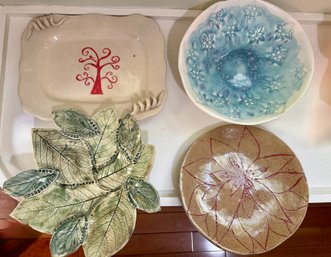 (A-84) COLLECTION OF FOUR ART POTTERY SERVING PLATES - SEE PIC FOR SIZE