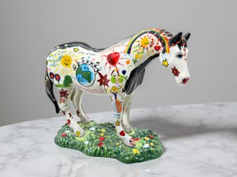 (A-30) VINTAGE WESTLAND HAND PAINTED HORSE SCULPTURE 'THE TRAIL OF PAINTED PONIES- 2004-NUMBERED