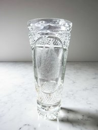 (A-46) VINTAGE CUT GLASS VASE-'HALASZBASTYA'-FAMOUS MONUMENT IN BUDAPEST
