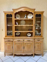 (DR) VINTAGE LIGHT WOOD CHINA CABINET - 90' BY 72' BY 19'