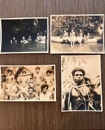(PH-25) FOUR VINTAGE WWII PHOTOS - NEW GUINEA, 1944 - NATIVES BATHING, 3' BY 4'