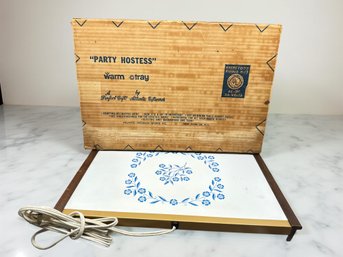 (A-66) VINTAGE 'PARTY HOSTESS' ELECTRIC WARMING TRAY BY ATLANTIC PRECISION WORKS-ORIG. BOX