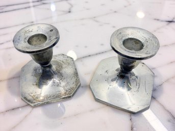 (SS-10) VINTAGE PAIR OF B & M WEIGHTED STERLING SILVER CANDLESTICK HOLDERS