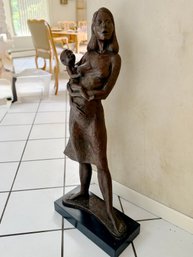 (DEN) VINTAGE ARTHUR GLICKMAN (1923-2011) BRONZE SCULPTURE OF MOTHER & CHILD- 39' BY 17'