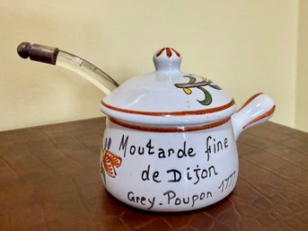 (U-21) VINTAGE FRENCH CERAMIC DIJAN MUSTARD POT - GEO MARTEL, 3'