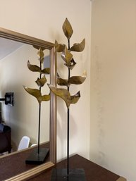 (U-23) TALL GOLD MULTI CANDLE HOLDER ON METAL BASE - 34'