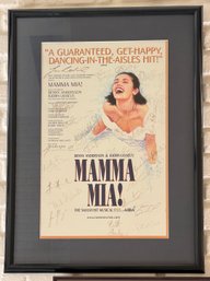 (HALL) VINTAGE MAMA MIA THEATER POSTER HAND SIGNED BY CAST -FRAMED,  30' BY 22'