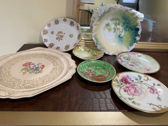 (U-25) COLLECTION OF SEVEN VINTAGE PORCELAIN PLATES ALL INCLUDED -10'-12'
