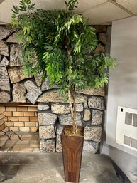 (P-78) - POTTED FAUX PALM TREE IN STAND - 72' TALL