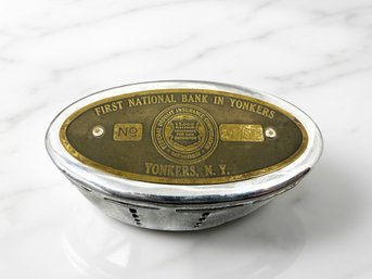 (A-47) VINTAGE FIRST NATIONAL BANK IN YONKERS NY-COIN BANK W/ORIGINAL CASE