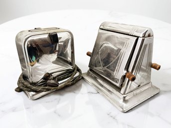 (A-54) ANTIQUE PAIR OF ART DECO ELECTRIC TOASTERS-'SUPER STAR' &  'TOAST QUEEN'-UNTESTED