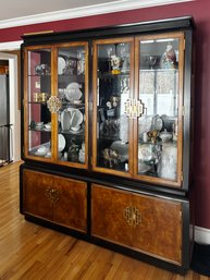 (DR) LARGE TWO TONED ASIAN STYLE CHINA CABINET- 83' BY 72' BY 17'