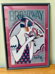 (AR-65) FRAMED ORIGINAL NEEDLEPOINT ART 'BROADWAY' - 15' BY 21'