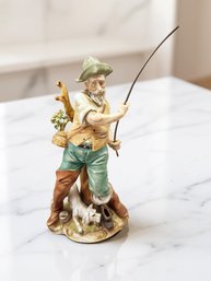 (A-64B) VINTAGE NUMBERED LIPPER & MANN PORCELAIN FIGURINE-MAN FISHING-JAPAN