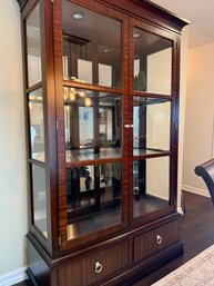 (DR) CONTEMPORARY ETHAN ALLEN LIGHTED CHERRY WOOD DISPLAY CABINET - 80' BY 47' BY 18'D
