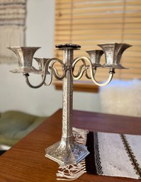 (A-102) LARGE ANTIQUE SILVER PLATE FOUR ARM CANDELABRA -BARBOUR SILVER CO. - ART NOUVEAU -14' TALL