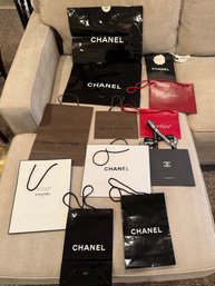 (BASE) TWELVE DESIGNER PAPER BAGS FROM CARTIER & CHANEL & LOUIS VUITTON