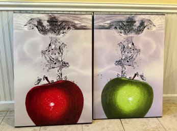 (BASE) PAIR OF CANVAS ART PRINTS, APPLES - 22' BY 13'
