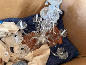 (GAR) VINTAGE CRYSTAL CHANDELIER APPROX: 24' - MAY HAVE SOME MISSING CRYSTALS, METAL SHOWS WEAR - NO SHIPPING