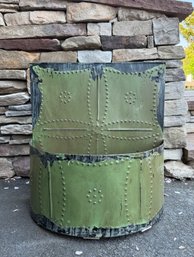 (GAR) GREEN TIN HANGING PLANTER WITH WOOD BASE - 20' BY 20'