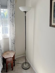 CHROME TORCH FLOOR LAMP, ADJUSTABLE, WORKING - 71' TALL