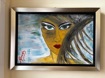 (UpHall) FRAMED ORIGINAL OIL ABSTRACT PAINTING ON CANVAS - 41' BY 30' - PICK UP ONLY