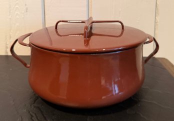 (A-211) VINTAGE RUST COLORED DANSK ENAMEL POT - 9'