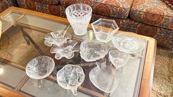 (LR-15) VINTAGE SET OF 9 PIECES OF CUT GLASS ITEMS AS SHOWN