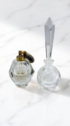 (OFFICE 14) VINTAGE/ANTIQUE PAIR OF CUT GLASS PERFUME BOTTLES-