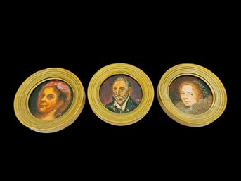 (A-17) VINTAGE TRIO OF MINIATURE FRAMED OIL PAINTINGS-5'R