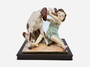 (A-42) VINTAGE GIUSEPPE ARMANI PORCELAIN FIGURINE-IL MIO BOBY-APPROX. 6' X 8' X 6'