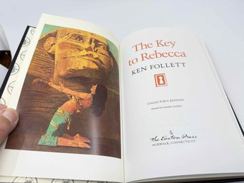 (A-44) VINTAGE SIGNED HARD COVER BOOK-THE KEY TO REBECCA BY KEN FOLLETT-1990 EDITION