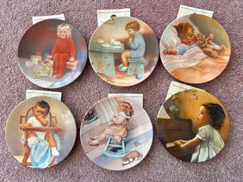 (B-54) SIX ASSORTED VINTAGE PORCELAIN COLLECTOR PLATES - BESSIE PEASE GUTMANN - APPROX 9'