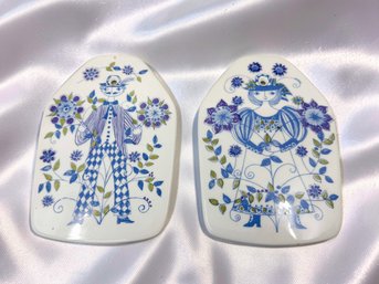 (A-27) VINTAGE 1960'S PAIR OF LOTTE CERAMIC WALL PLACQUES-NORWAY