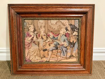 (BASE) ANTIQUE FABRIC TAPESTRY IN UNIQUE OAK FRAME - 30' BY 26'