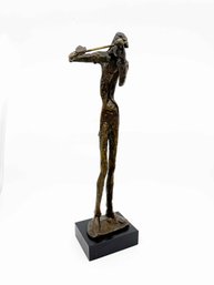 (A-12) VINTAGE BRONZE VIOLIN PLAYER SCULPTURE-APPROX. 14' TALL