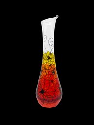 (A-16) VINTAGE MID CENTURY MODERN-ROGASKA CRYSTAL HAND PAINTED VASE-SLOVENIA-APPROX. 11 1/2'T-