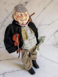 (A-34) VINTAGE PORCELAIN MARIONETTE FIGURINE-VIOLIN PLAYER APPROX. 19' LONG