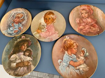 (P-69) FIVE VINTAGE PORCELAIN COLLECTOR PLATES, GORHAM - APPROX 9'