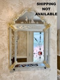 (HALL) - VINTAGE VENETIAN MURANO MIRROR, HAND MADE & CARVED BY F. ONGARO, VETRERIA ROSSETTO ESTEVAN- 30' BY 22
