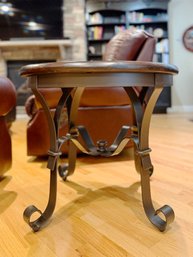 (DEN) WOOD & IRON ROUND ACCENT TABLE - 28' BY 24'