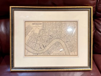(AR-51) FRAMED ANTIQUE 1873 MAP 'CITY OF NEW ORLEANS' WITH MISSISSIPPI RIVER - 17' BY 13'
