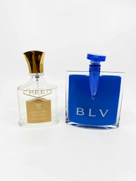 (A-11) LOT OF 2 USED BOTTLES OF FRAGRANCES-BLV BVLGARI EAU DE TOILETTE FOR MEN & CREED MILLESIME IMPERIAL