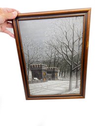 (A-6) ANTIQUE SCOTTISH SNOW SCAPE ORIGINAL ART SIGNED A.C. PERT? -16' BY 12'
