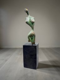 (A-56) VINTAGE BRONZE SCULPTURE WITH THE LABEL 'LLONA'-ON BASE