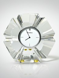 (A-36) VINTAGE ORREFORS VISION ROUND CRYSTAL DESK CLOCK-QUARTZ MOVEMENT-NEEDS BATTERY-GERMANY