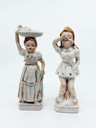 (A-46) VINTAGE PAIR OF PORCELAIN FIGURINES-OCCUPIED JAPAN-SEE DAMAGE